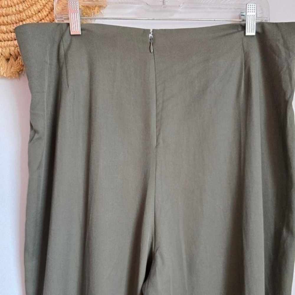 Banana Republic New Olive Green Tencel Pleated Wide Leg Pants Womens SZ 16 Chic - Picture 7 of 11